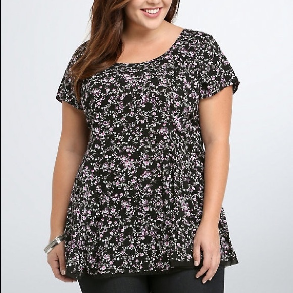 Torrid Floral Challis Tunic Top Size 0 - Picture 4 of 6